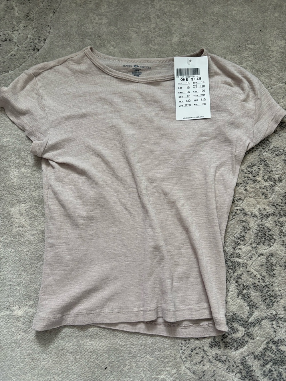 Brandy Melville Short Sleeve Crew Tee - Light Taupe